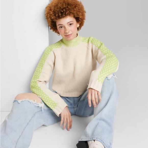 Women's Mock Turtleneck Boxy Pullover
Sweater - Wild Fable Off-White L - Picture 1 of 7
